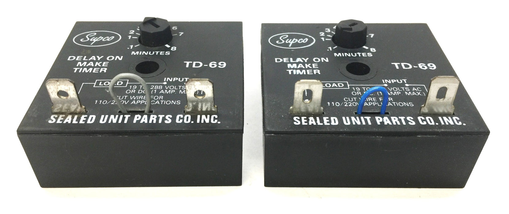 Sealed Unit Parts Co. Adjustable Solid State Delay Timer TD-69 [Lot of 2] NOS