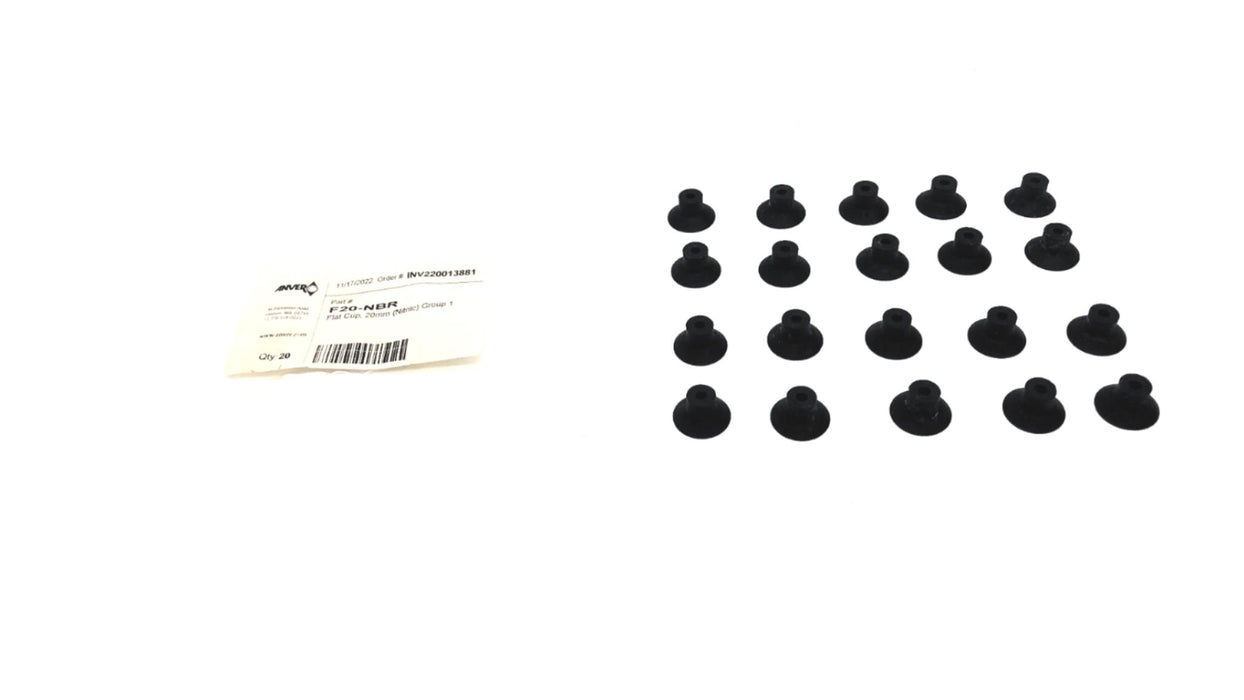 Anver Pack of (20) 20mm Flat Vacuum Suction Cups F20 (F20-NBR) NOS