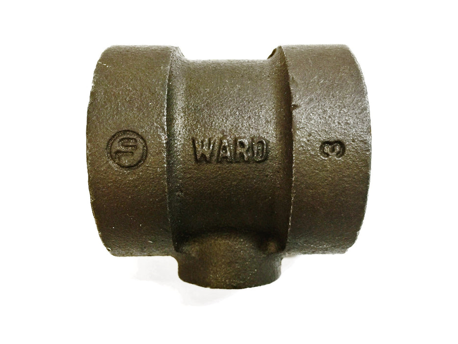 JP Ward Black Iron Pipe Reducing Tee Coupler 2"x 2"x 3/4" NOS