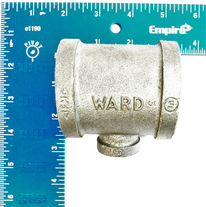 JP Ward Iron Pipe Reducing Tee Coupler 1-1/2" x 1-1/2" x 1/2" NOS