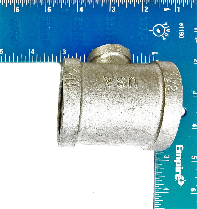 JP Ward Iron Pipe Reducing Tee Coupler 1-1/2" x 1-1/2" x 1/2" NOS