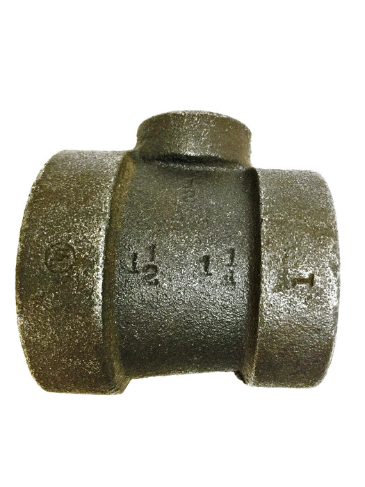 JP Ward Iron Pipe Reducing Tee Coupler 1-1/2" x 1-1/4" x 1/2" NOS