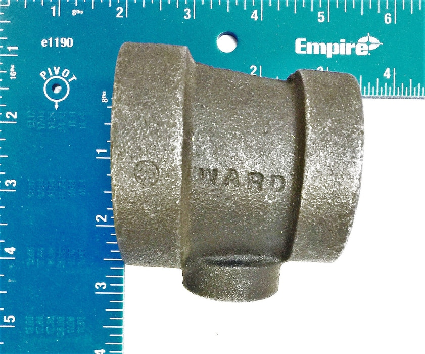JP Ward Iron Pipe Reducing Tee Coupler 1-1/2" x 1-1/4" x 1/2" NOS