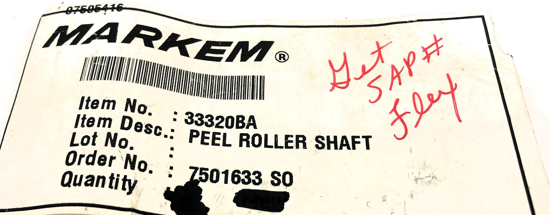 Markem Peel Roller Shaft 33320BA NOS