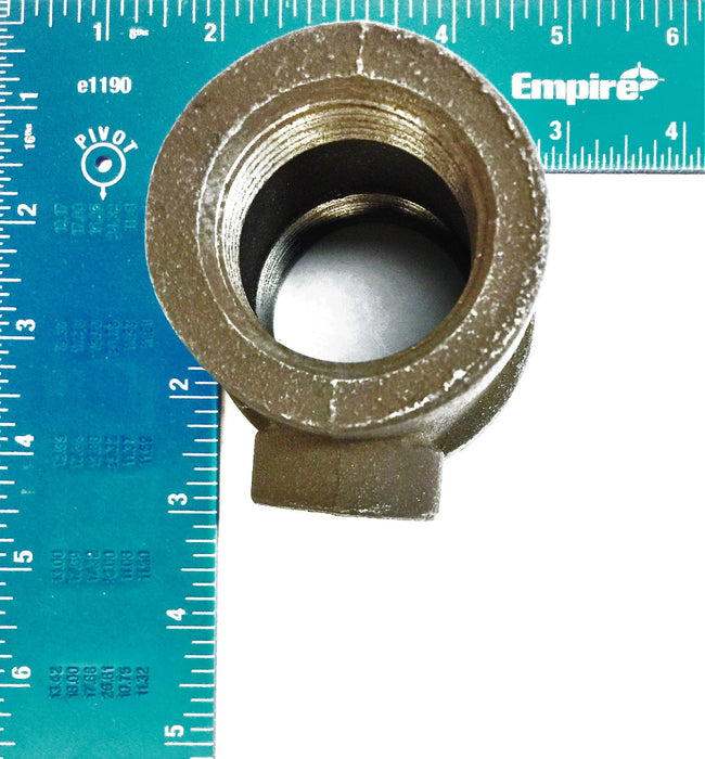 JP Ward Iron Pipe Reducing Tee Coupler 1-1/2" x 1-1/4" x 1/2" NOS
