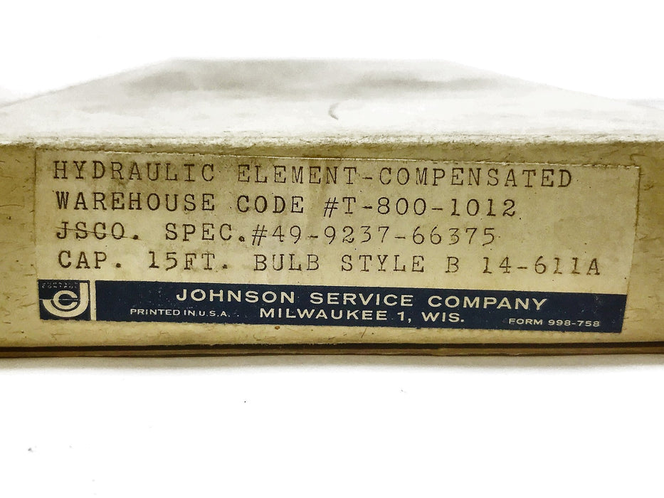 Johnson Controls Replacement Hydraulic Compensated Element T-800-1012 NOS