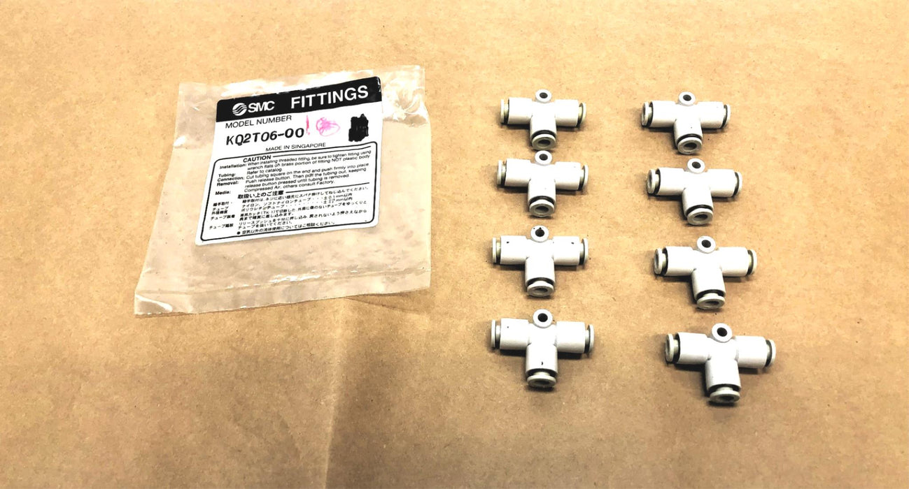 SMC Union Tee Fitting KQ2T06-00 [Lot of 8] NOS
