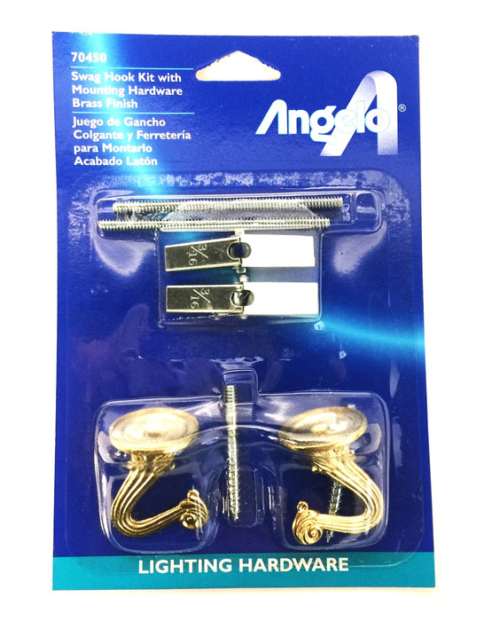 Case of Angelo Swag Hook Kit w/Mounting Hardware Brass Finish (6pcs) 70450 NOS