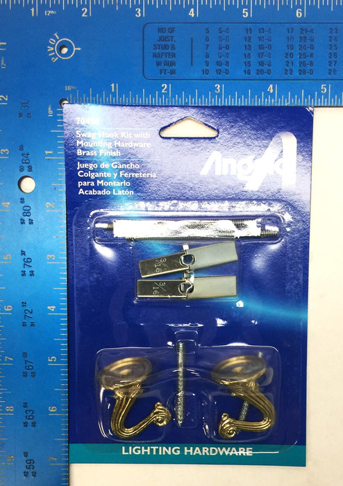Case of Angelo Swag Hook Kit w/Mounting Hardware Brass Finish (6pcs) 70450 NOS