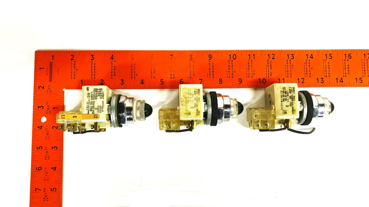 Square One Light Module with Green Pilot Light 9001-KM1 [Lot of 3] USED