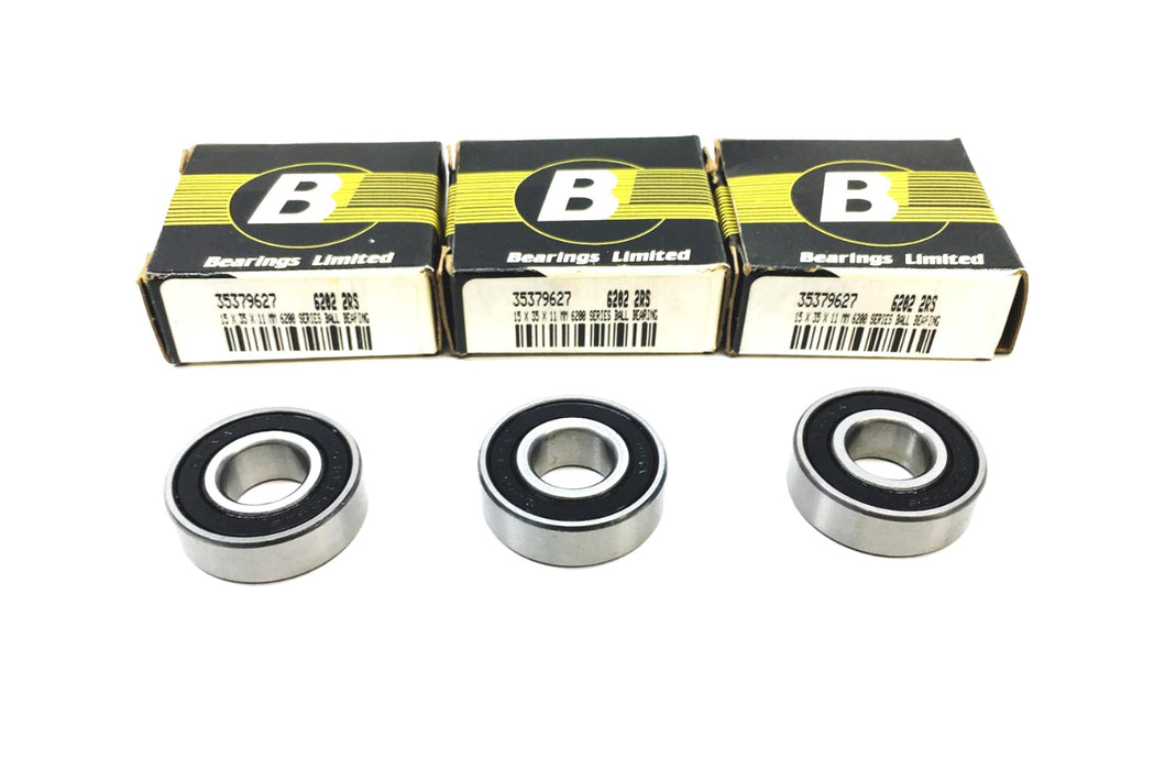 Bearings Limited 15X35X11mm 6200 Series Bal Bearing 6202-2RS [Lot of 3] NOS