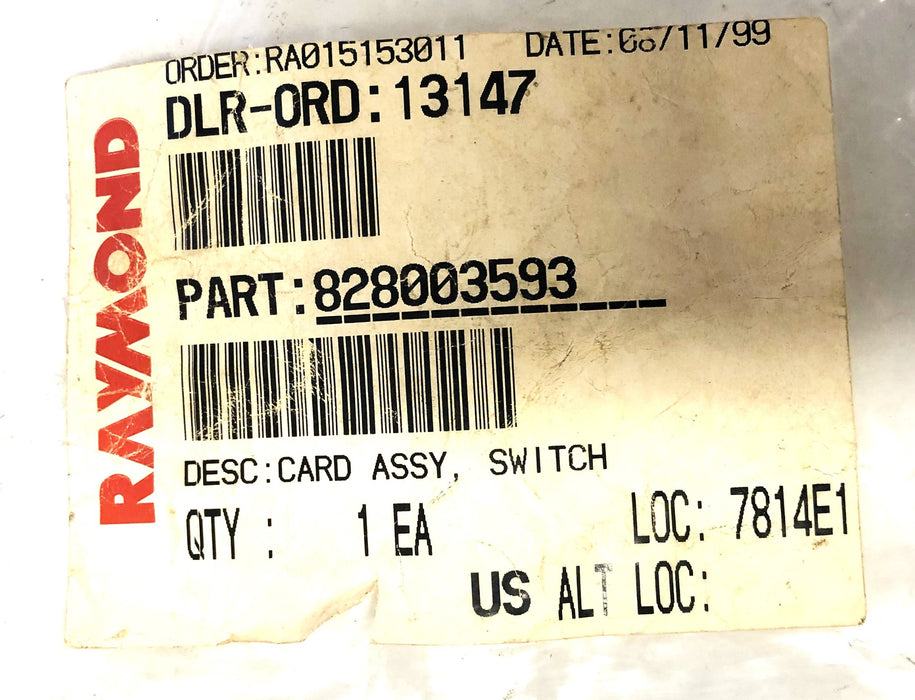 Raymond Switch Card Assembly 828-003-593 NOS