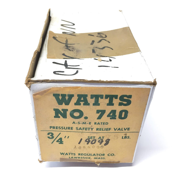 Watts 3/4" Water Pressure Relief Valve 740 (Set 75) NOS