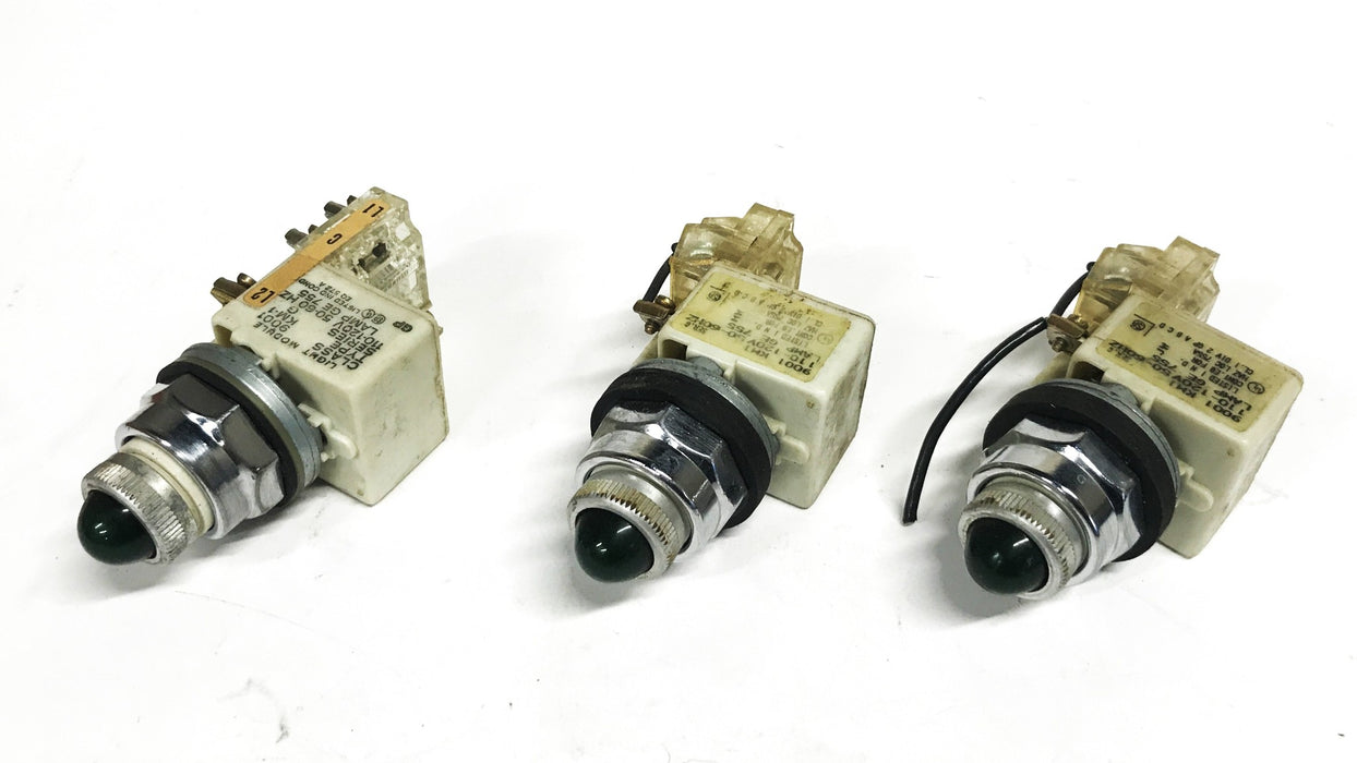 Square One Light Module with Green Pilot Light 9001-KM1 [Lot of 3] USED