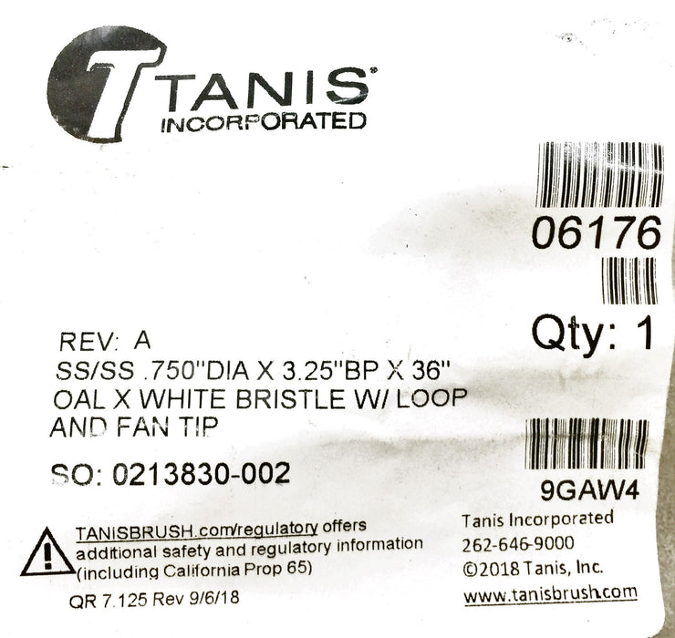 Tanis Inc. 36" White Bristle Brush 06176 NOS