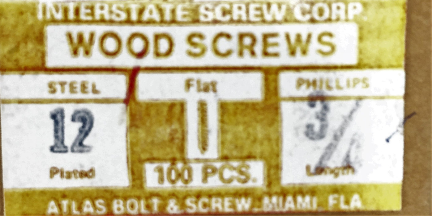 Interstate Screw Corp. Wood Screw 5305-204 [Lot of 100] NOS