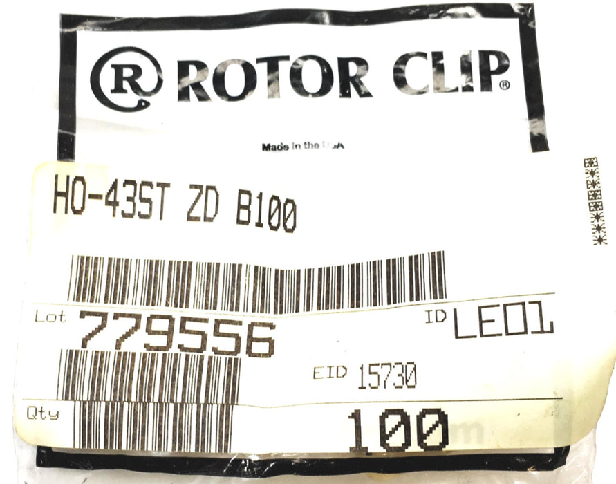 Rotor Clip 100 Pieces Retaining Ring HO-43ST ZD NOS