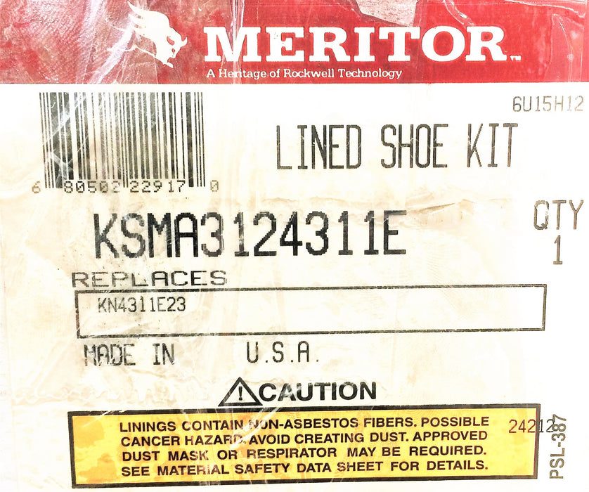 MERITOR Lined Brake Drum Shoe Kit KSMA3124311E NOS ...