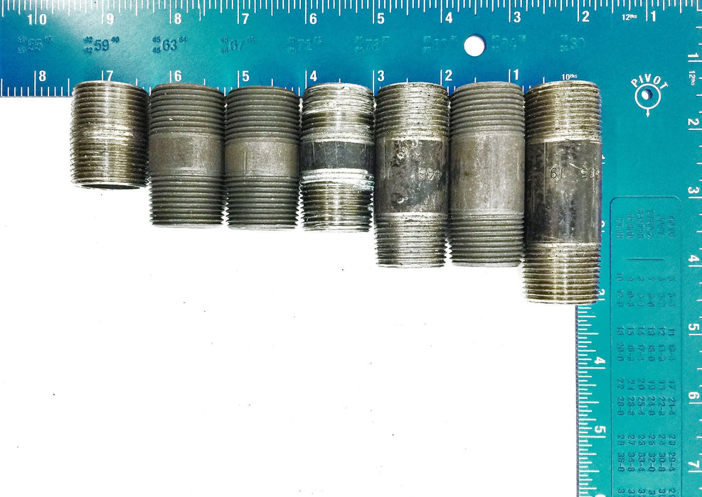 Steel Pipe Nipple Coupler Male 3/4" Assorted [Lot of 7] NOS