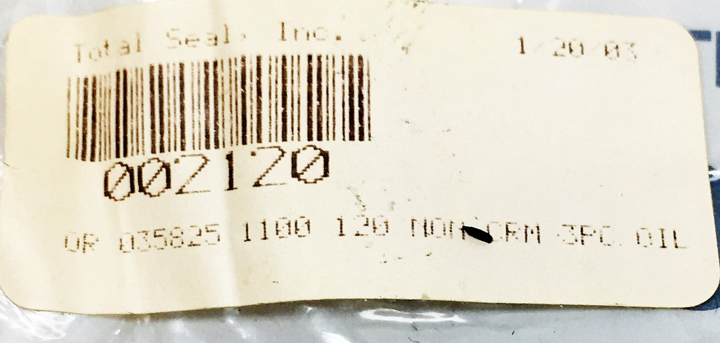 Total Seal 1100 120 Non CRM 3 Piece Oil Piston Ring Set 002120 (035825) NOS