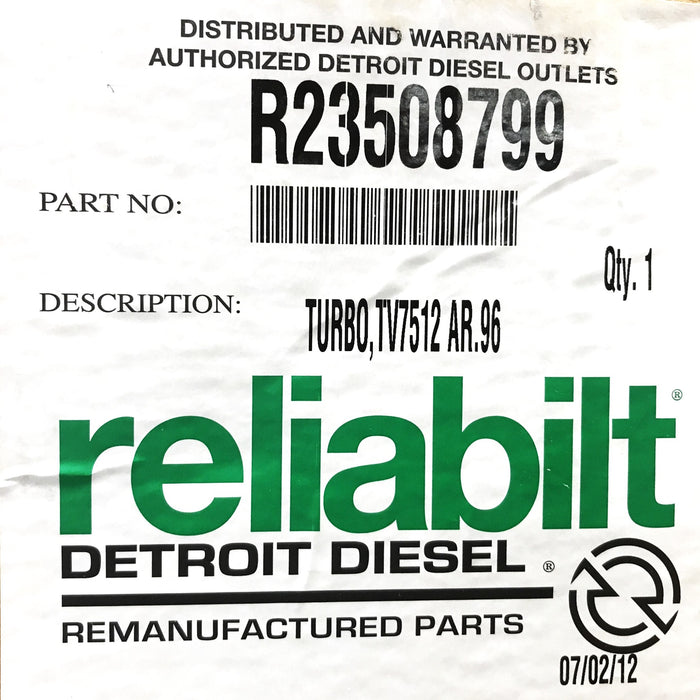 Detroit Diesel (Reliabilt) Exhaust Turbo Charger R23508799 REMANUFACTURED