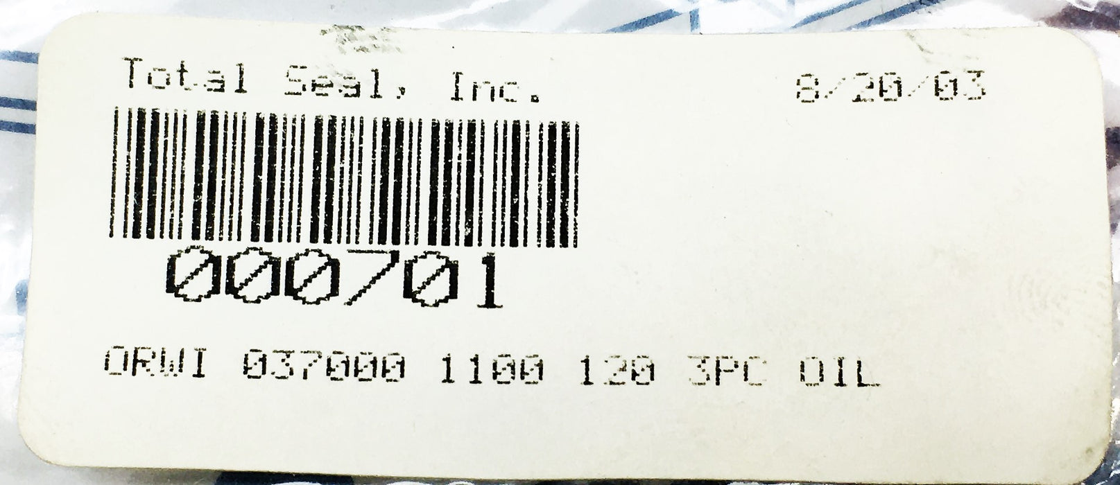 Total Seal 1100 120 ORWI 3 Piece Oil Piston Ring Set 000701 NOS