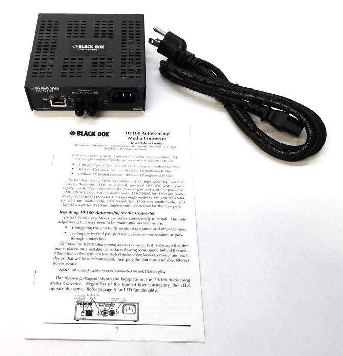 Black Box 10/100 Autosensing Media Converter LMC7001A#R2 NOS