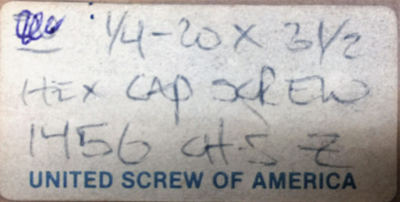 United Screw of America 1/4-20 X 3-1/2" Hex Bolt 5305-398 [Lot of 33] NOS