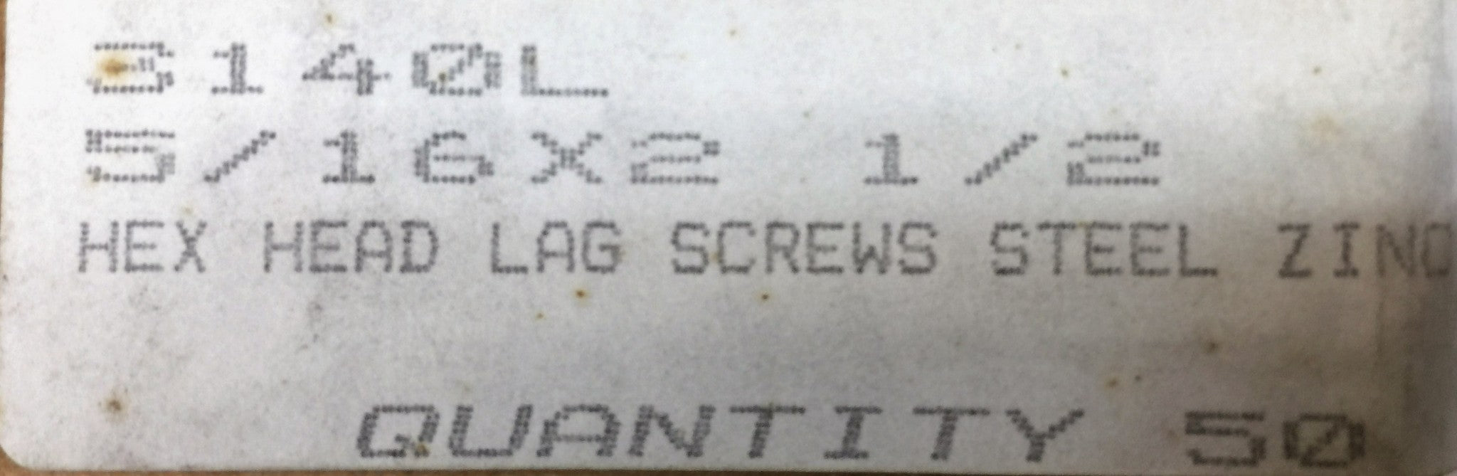 Unbranded 5/16 X 2-1/2 Steel Hex Lag Screws Zinc 3140L (50 pcs.) NOS