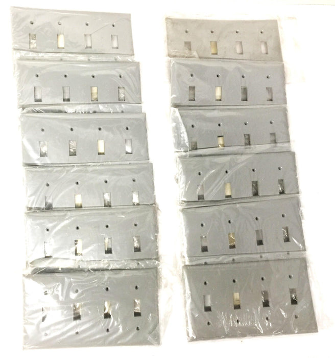 Hubbell Smooth Nylon Gray 4-Gang Switch Cover Pack (12pcs) P4G NOS