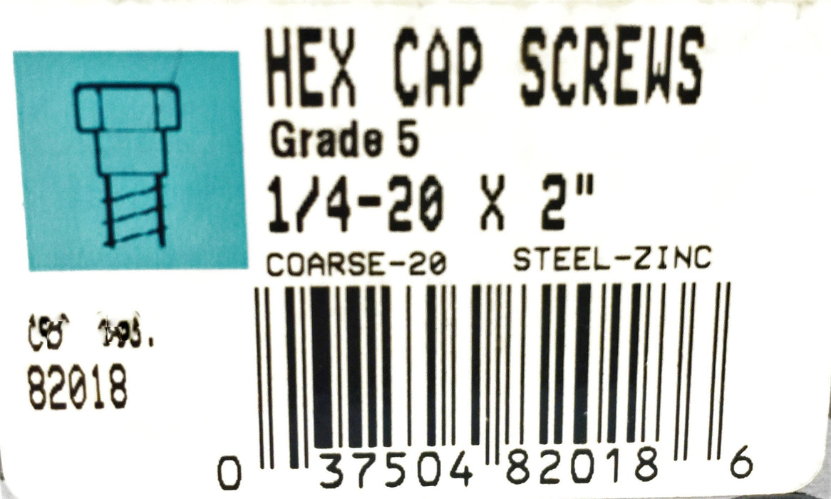 Elco 1/4-20 x 2" Grade 5 Steel Zinc Hex Cap Bolt 82018 [Lot of 66] NOS