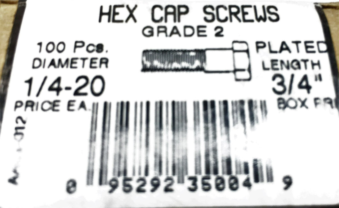 Super Brite Screw 1/4-20X3/4" Grade 2 Plated Hex Cap Screw SFC307A (65pcs.) NOS