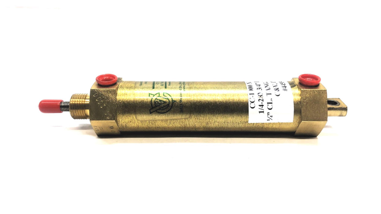 Cylinder & Valves Brass 1/4-28 X 3/4" LG THD Pneumatic Cylinder CC-1000 NOS