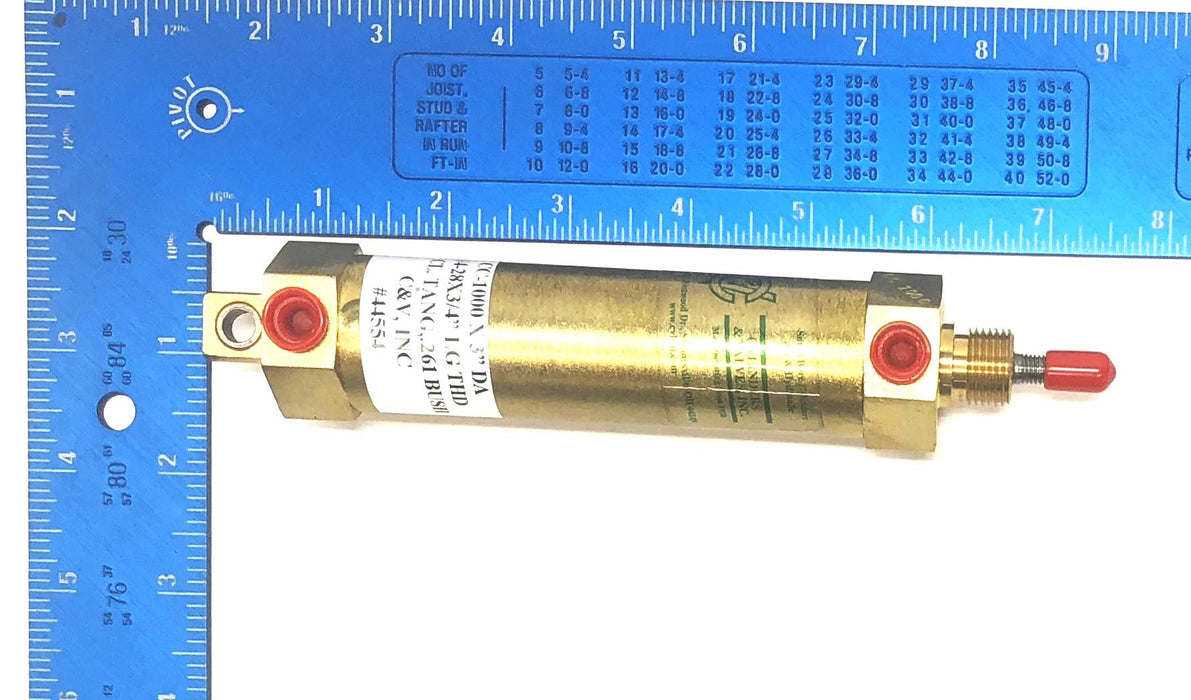 Cylinder & Valves Brass 1/4-28 X 3/4" LG THD Pneumatic Cylinder CC-1000 NOS