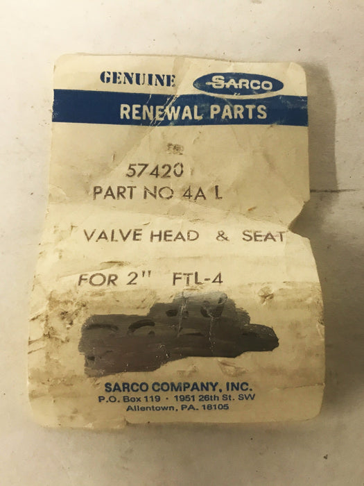 Sarco Valve Head & Seat Assembly 57420 (4AL) NOS