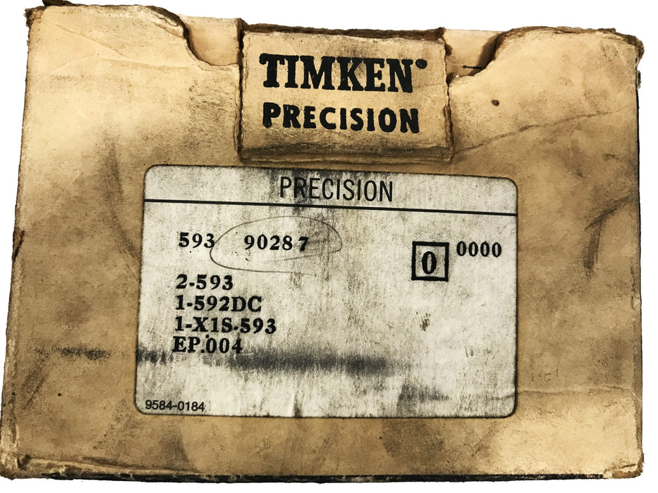 Timken Double Roller Bearing Cone and Cup Matched Assembly 593-90287 NOS