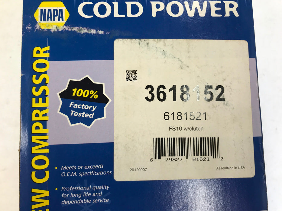 NAPA Cold Power Compressor 3618152 NOS