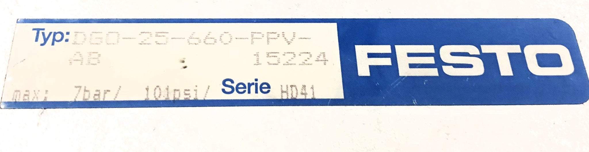 Festo Linear Drive Air Cylinder W/ Elbow Attachments DGO-25-660-PPV-AB USED