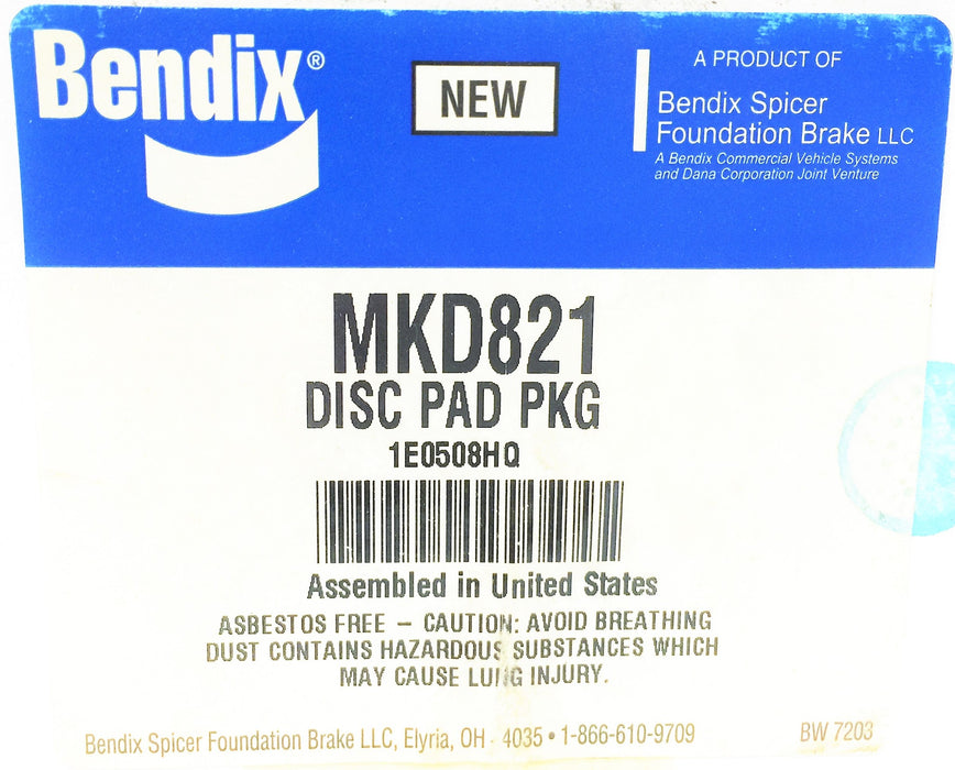 BENDIX Disc Pad Set MKD821 (1E0508HQ) NOS