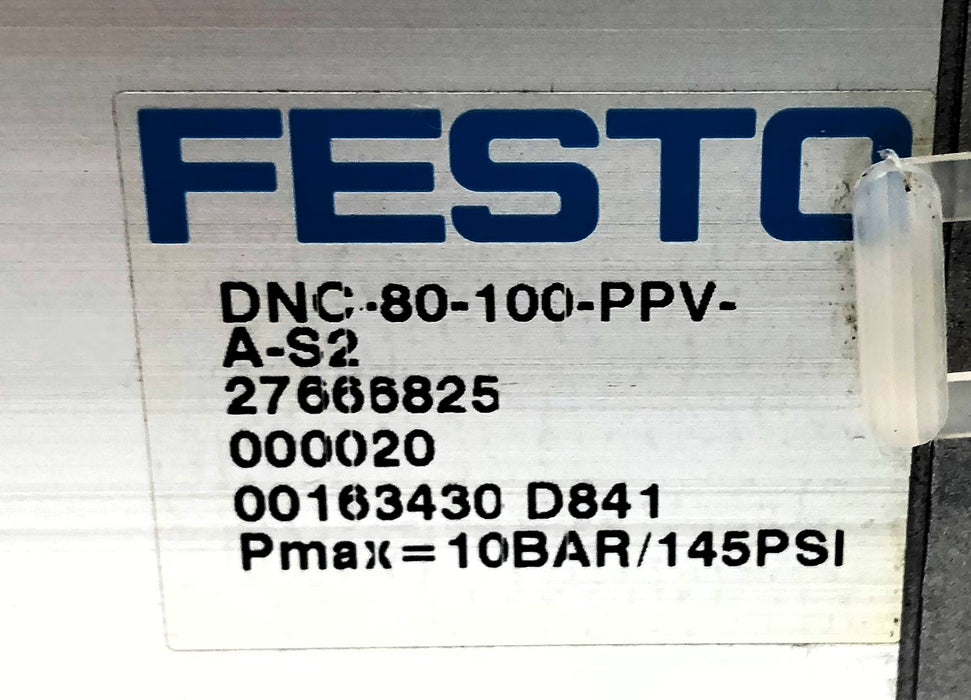 Festo Pneumatic Cylinder DNC-80-100-PPV-A-S2 NOS