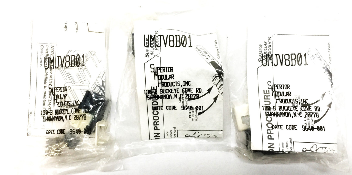 Superior Modular Products Universal Modular Jack UMJV8B01 [Lot of 3] NOS