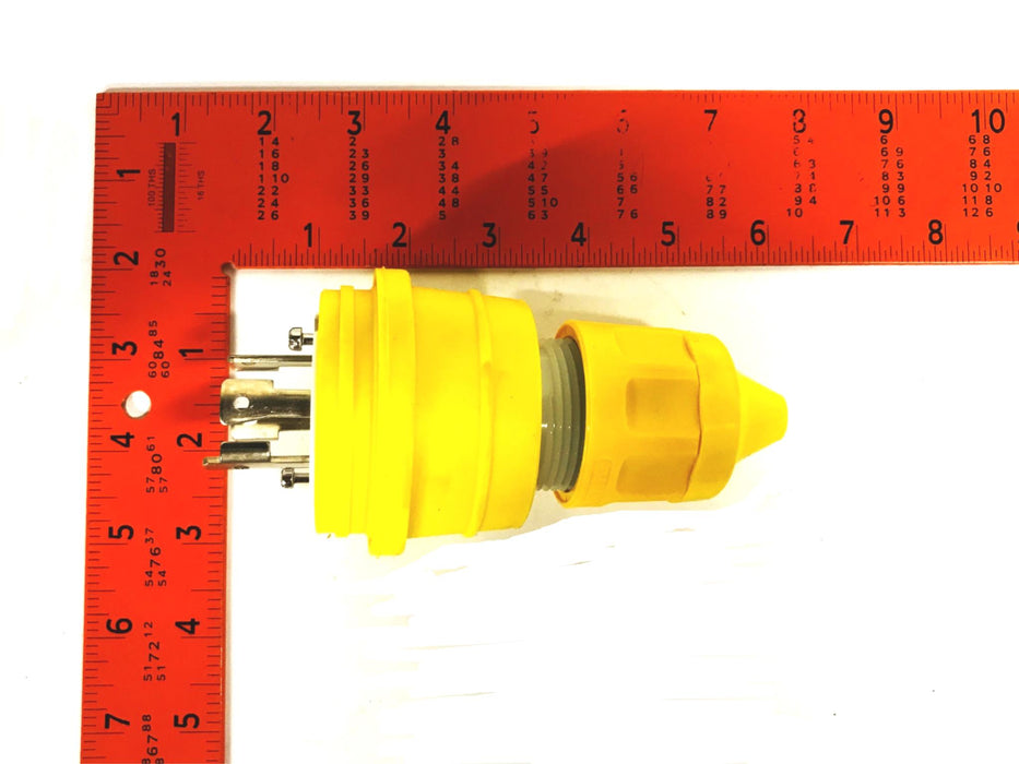 Woodhead 4-Prong Yellow Locking Male Plug Assembly 1301470081 NOS