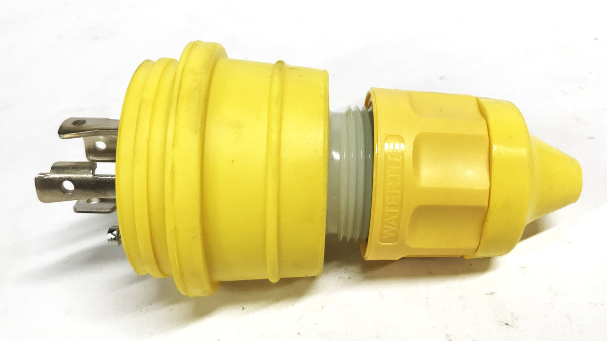 Woodhead 4-Prong Yellow Locking Male Plug Assembly 1301470081 NOS