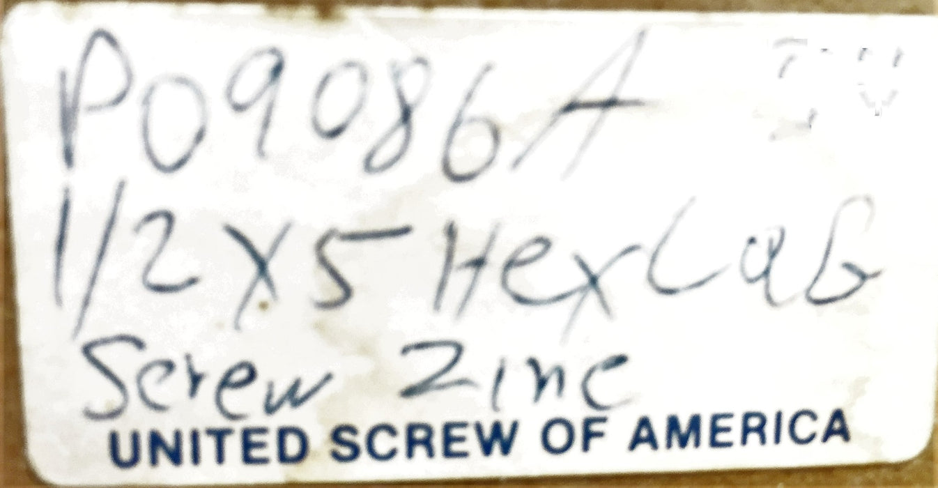 United Screw of America 1/2 X 5" Hex Lag Screw Zinc 5305-379 [Lot of 36] NOS