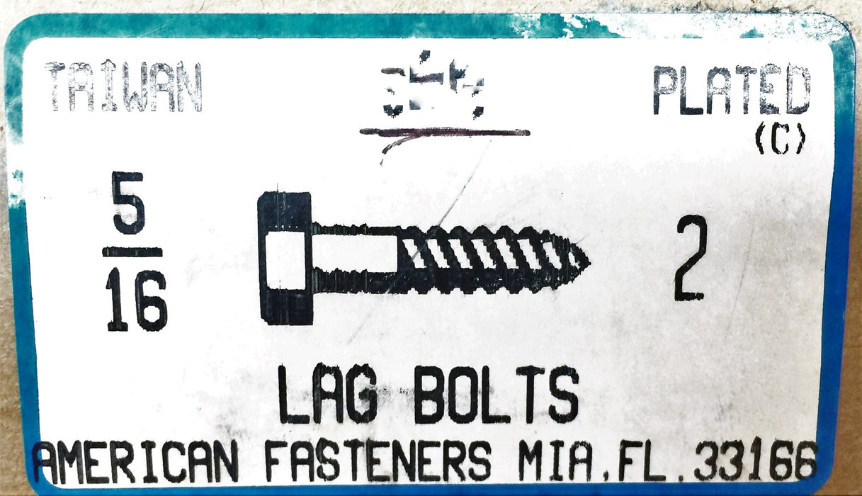 American Fasteners 5/16 X 2" Plated Lag Bolt 5305-358 [Lot of 50] NOS