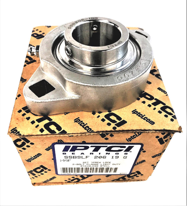 IPTCI BEARING 2 BOLT FLANGE UNIT STAINLESS STEEL SSBSLF206-19G NOS