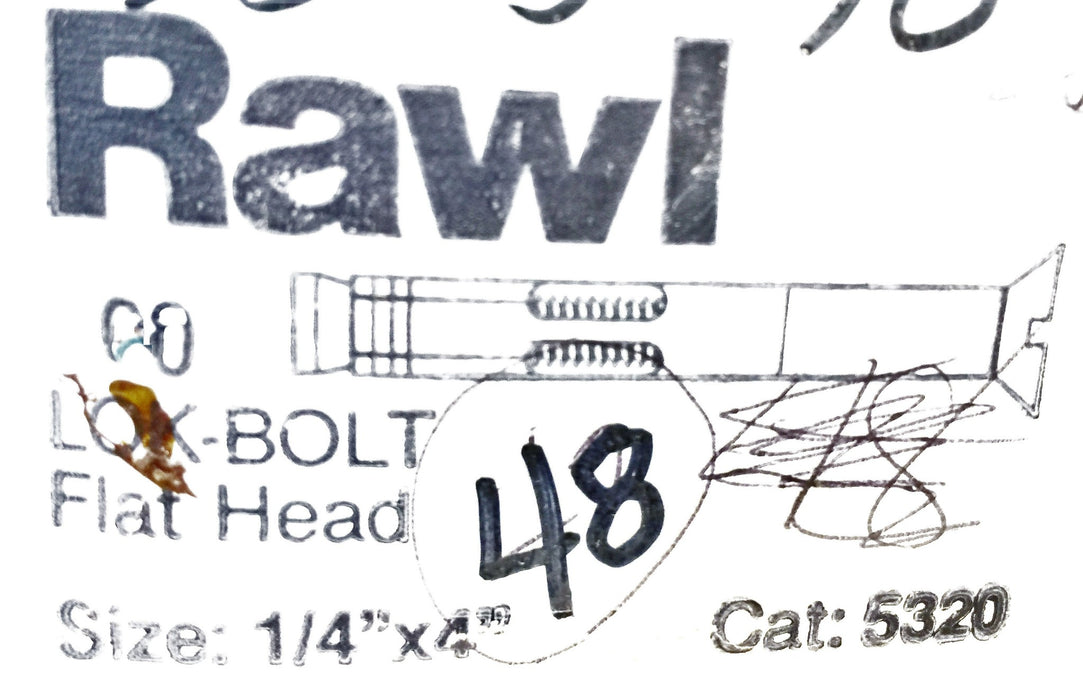 Rawl 1/4" X 4" Flat Head Lok-Bolt 5325-70 (48pcs.) NOS