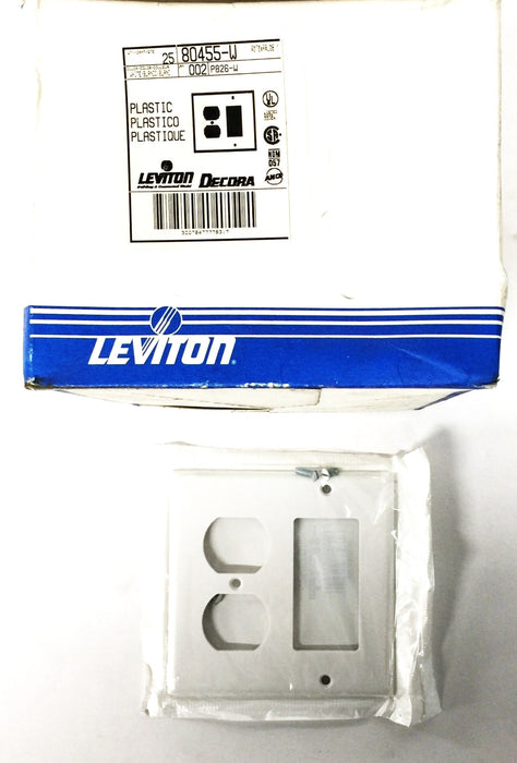 Leviton Smooth White 2-Gang/1-Switch Wall Plate 80455-W [Lot of 25] NOS