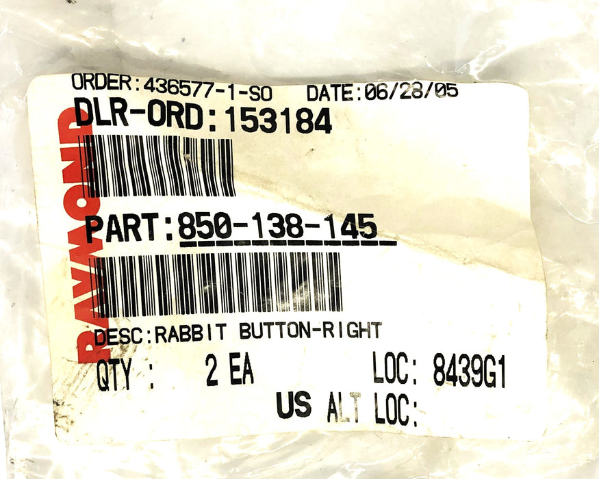 Total Source Rabbit Right Button 850-138-145 NOS