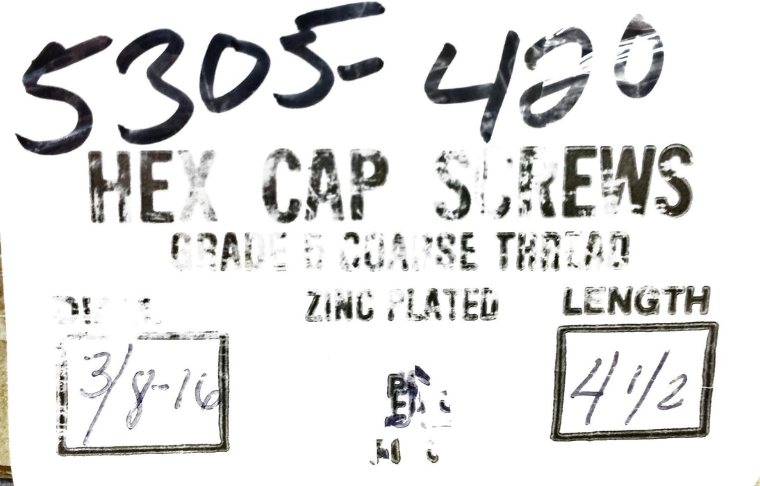 Unbranded 3/8-16 x 4-1/2" Hex Head Cap Screws Zinc Plated 5305-420 (42pcs.) NOS